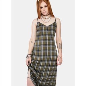 Re:Named Olive Plaid Midi Dress